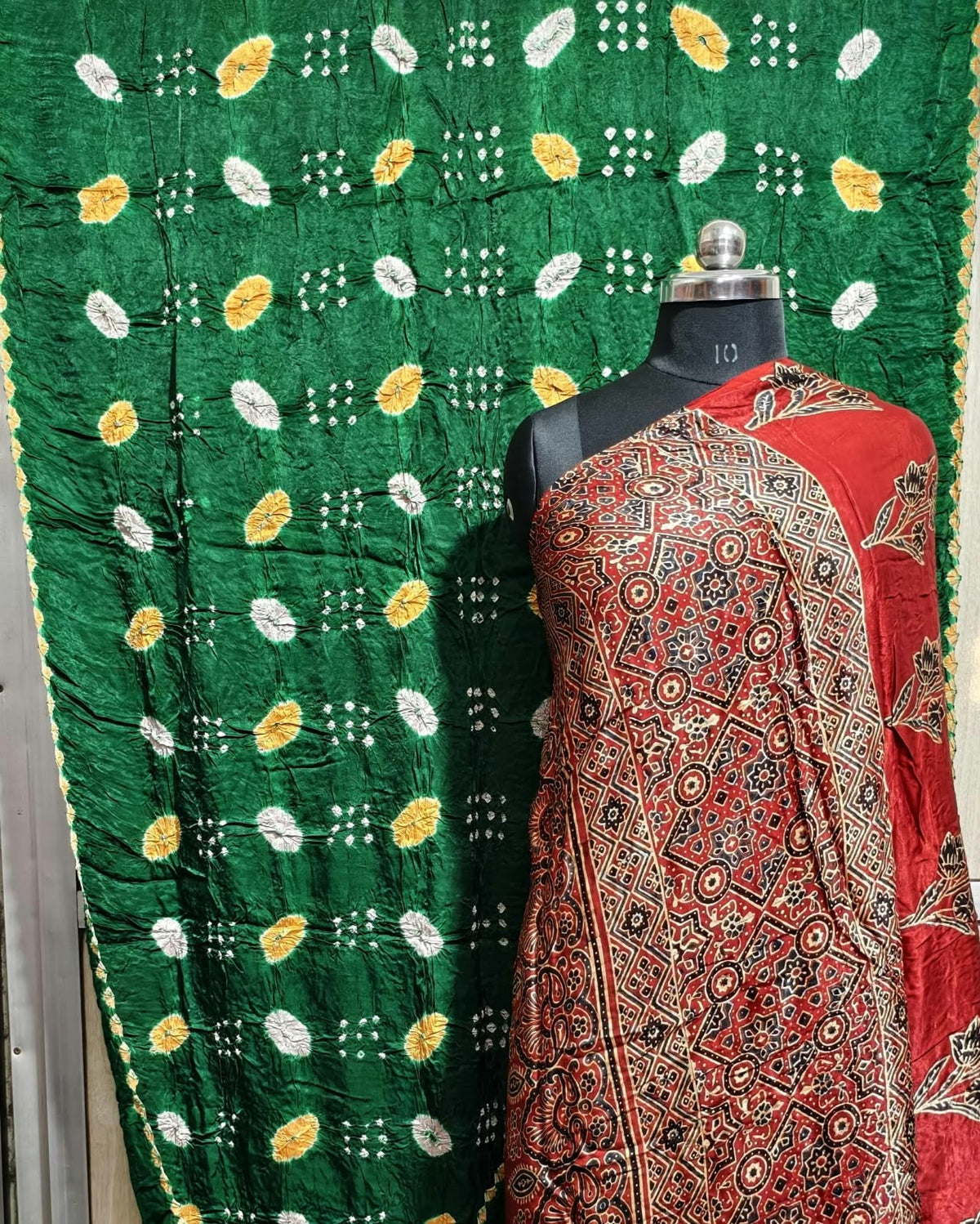 ✨ Pure Modal Silk Ajrakh Shibori saree✨*
*🌸 Premium Natural Dye Ajrakh Hand Block Print with Shibori hand bandhej saree*
*👗 Fabric Details*:
• *saree 6.50 miter . Full cut*..
*⭐ Highlights*
• 100% Premium Quality
• Natural Dye
• Authentic Ajrakh Hand Block Print
• Elegant Shibori Design
• Soft, Comfortable & Rich Finish