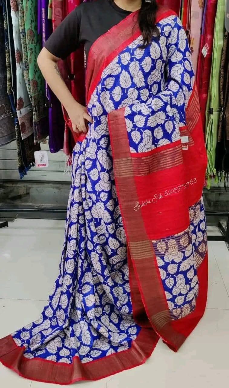 Tushanya | Tussar Ghicha Screen Print Saree