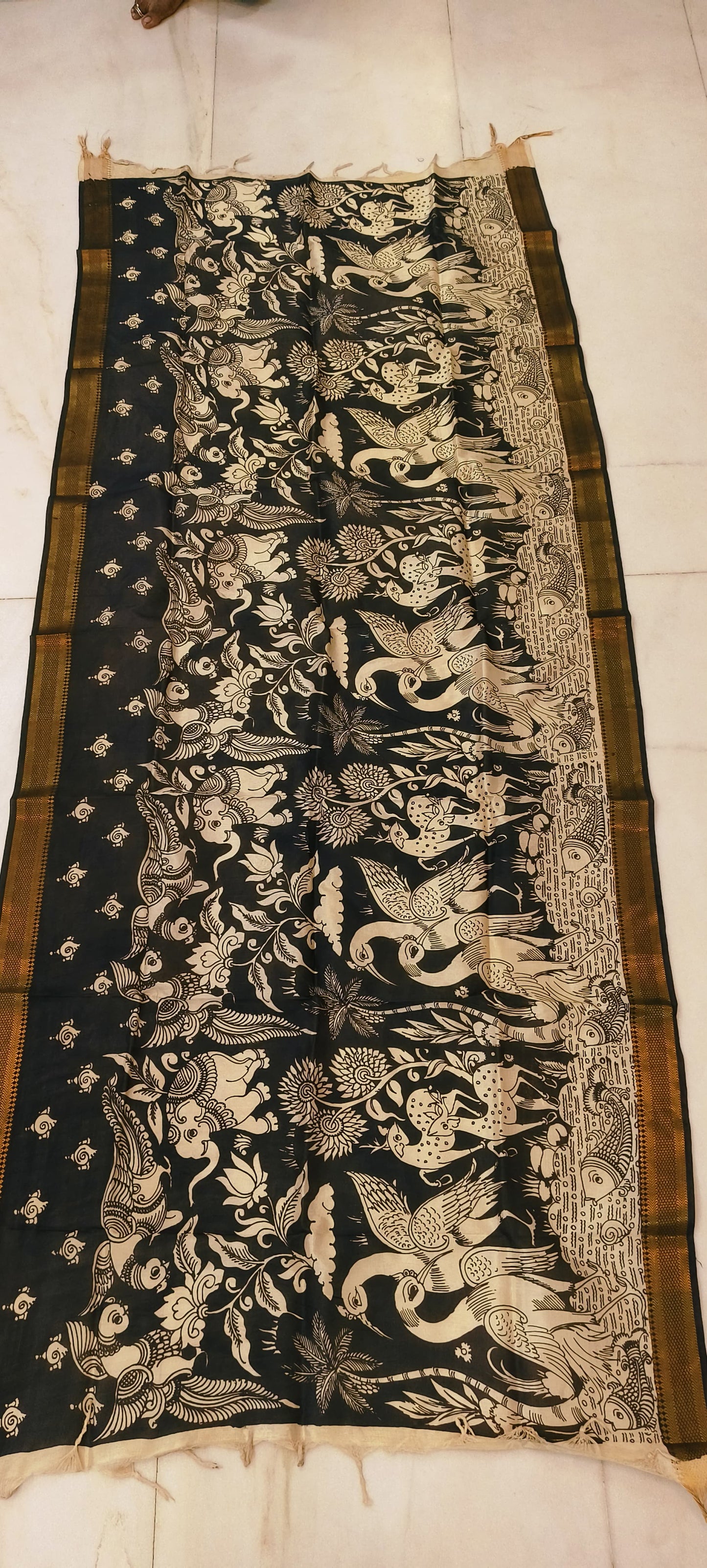 Kuhu | Kalamkari dupatta on mangalagiri silk