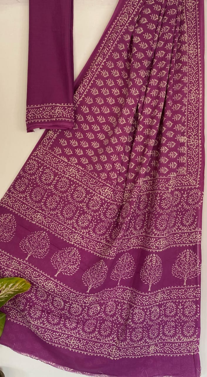 Mahitha | Mul Cotton Blockprint Saree