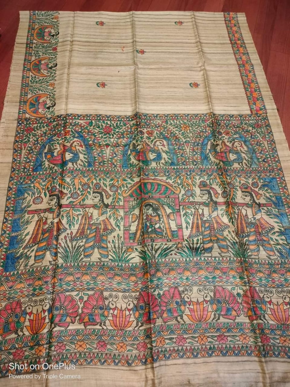 Madhumani | Tussar Saree with madhubani work