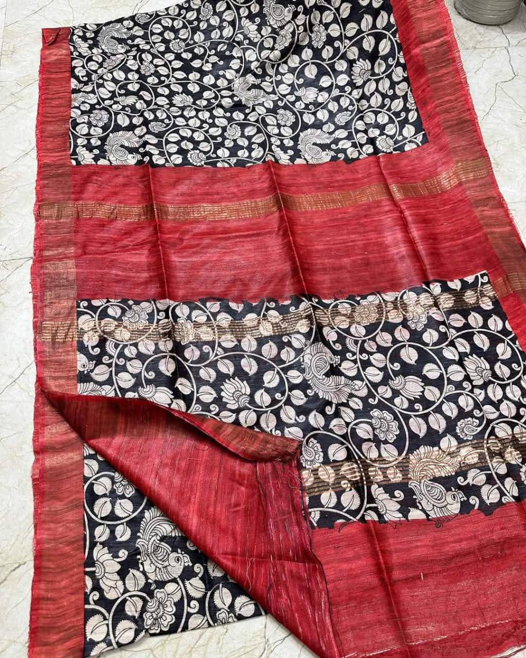 Tureeva | Tussar Ghicha Screen Print Saree