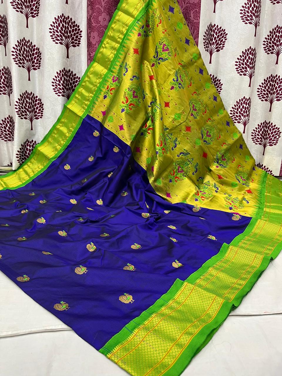 Bhanapriya | Powerloom Kadiyal Paithani Silk Saree