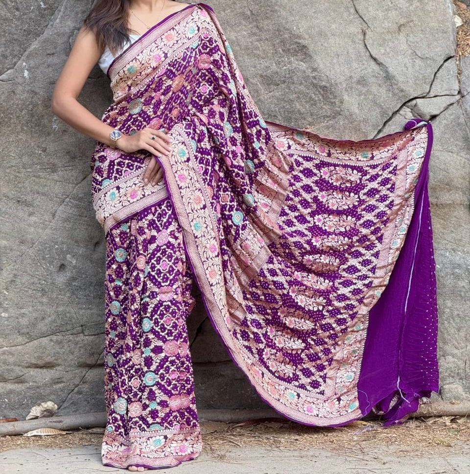 Griyashi | Pure Georgette Minakari Sarees