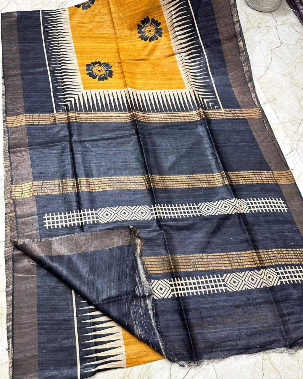 Tuvanshi | Tussar Ghicha Screen Print Saree