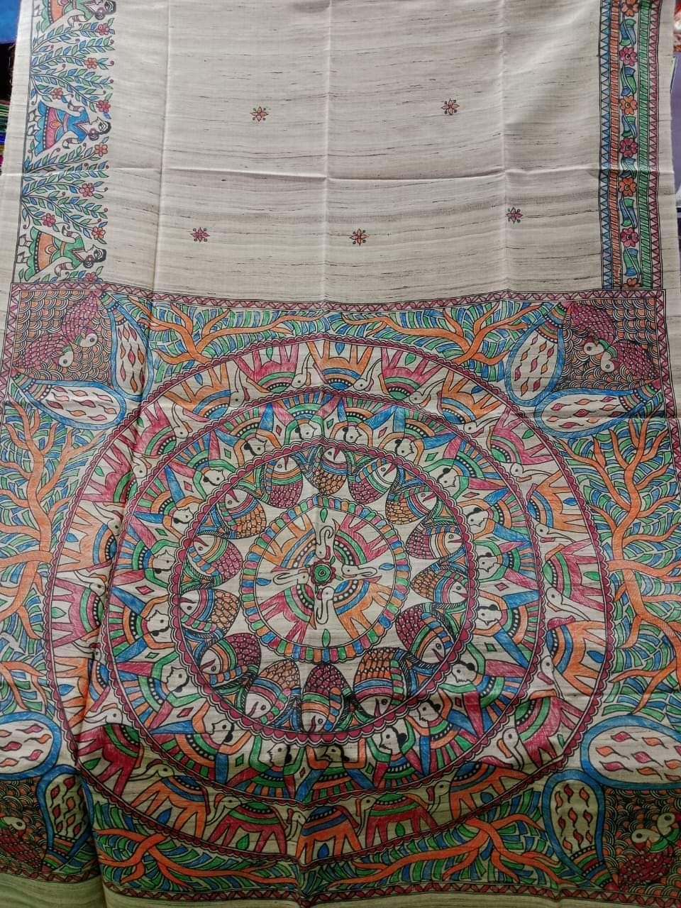 Madhurijaya | Tussar Saree with madhubani work