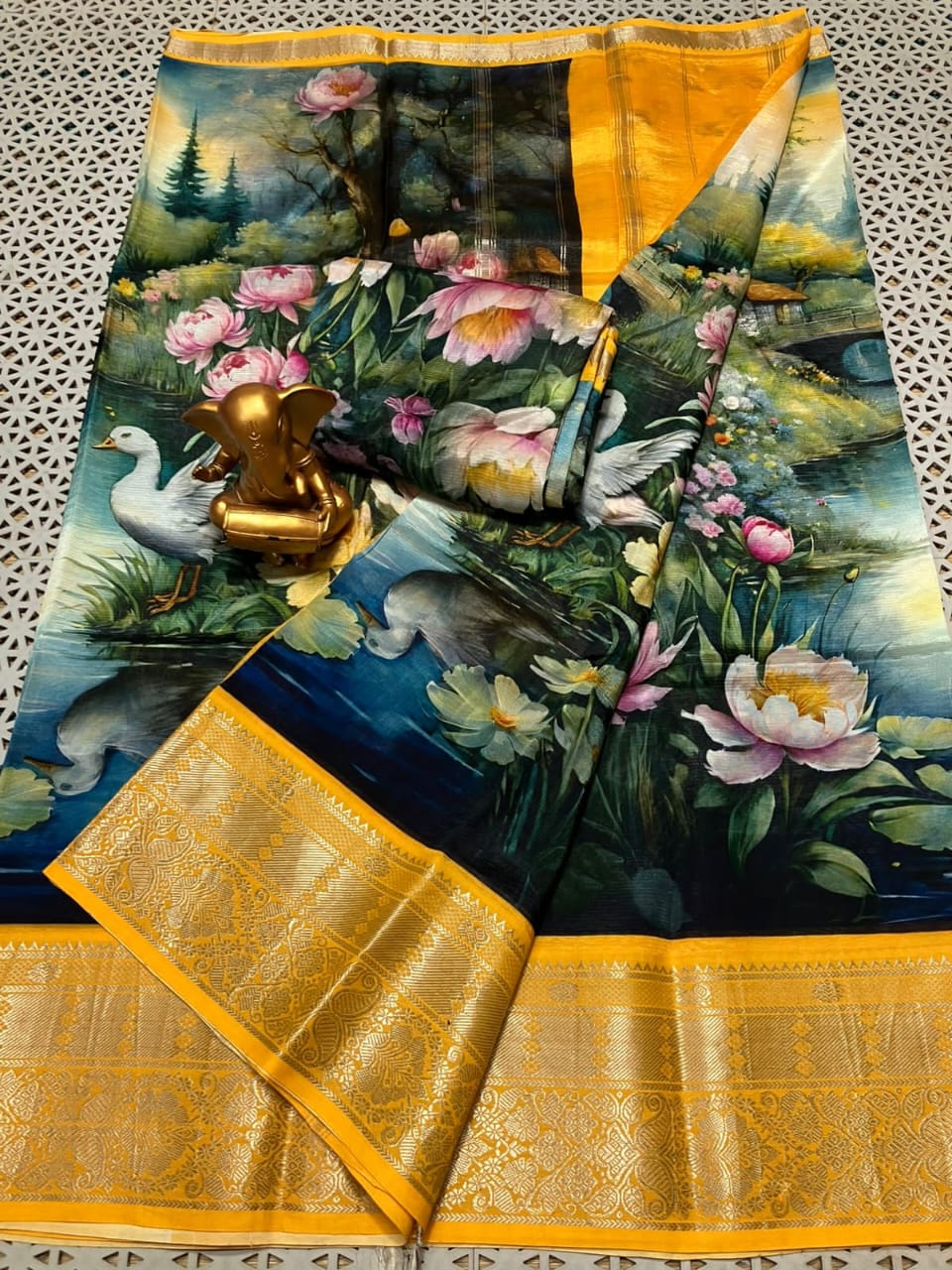 Manshi | Digitally printed cotton silk saree