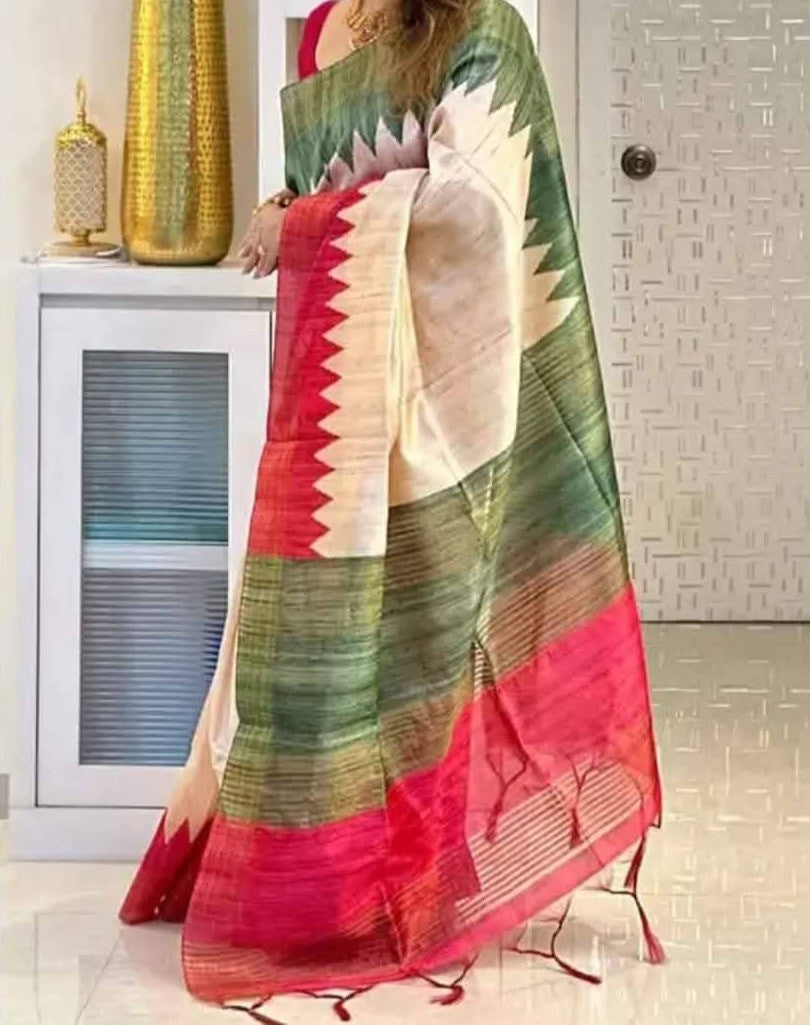 Turetha | Tussar Ghicha Screen Print Saree