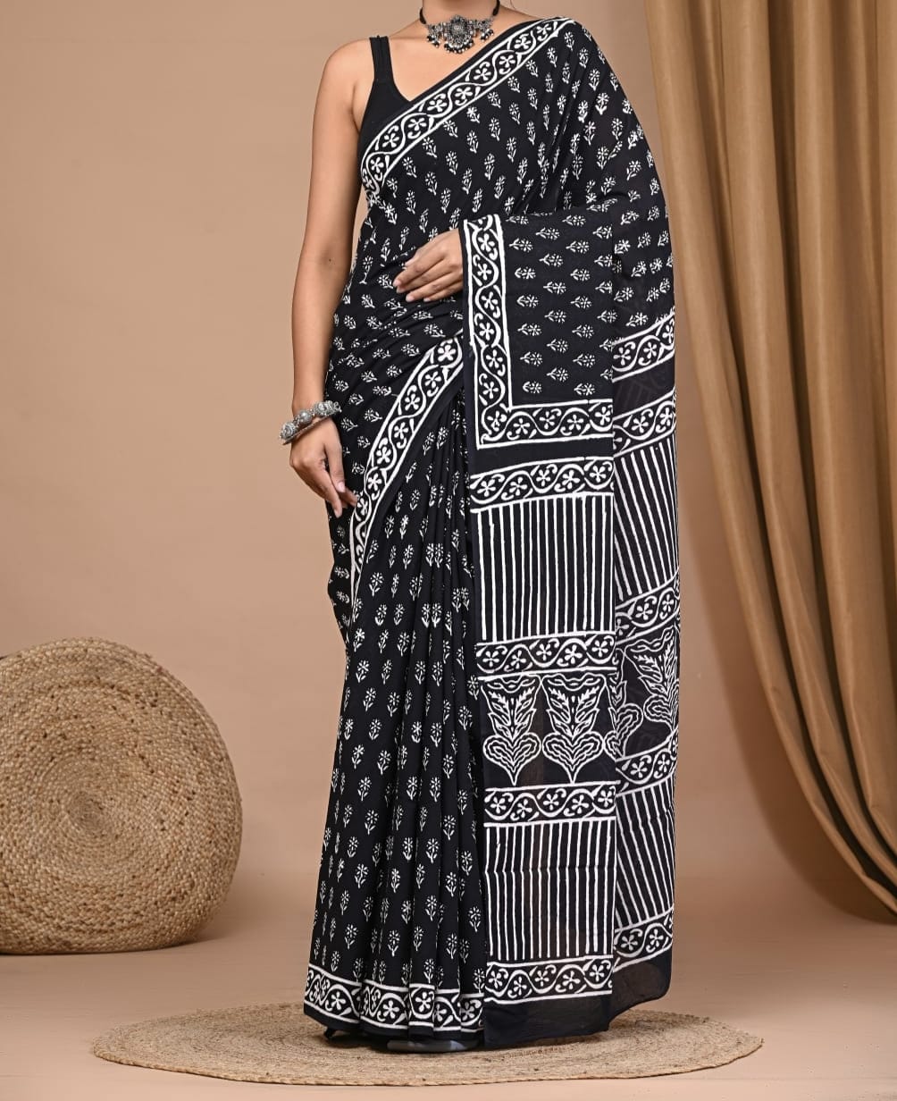 Maruniyaa | Mul Cotton Blockprint Saree