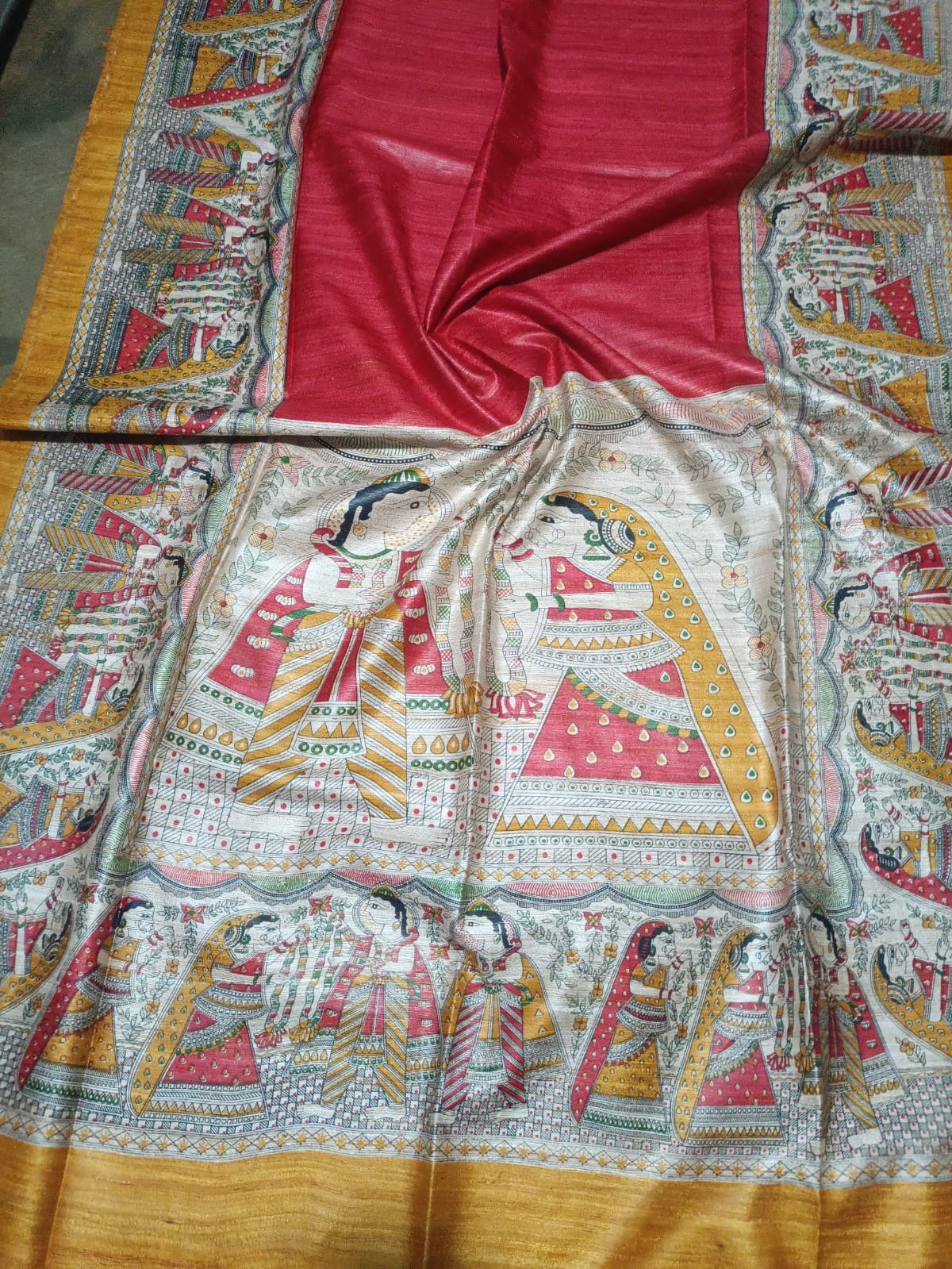Aaradhya | Screen prints on tussar silk