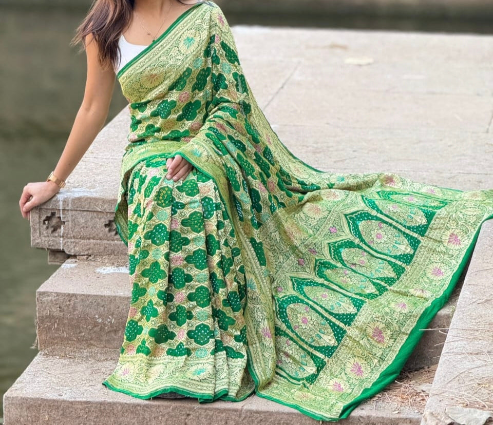 Goyanika | Pure Georgette Minakari Sarees
