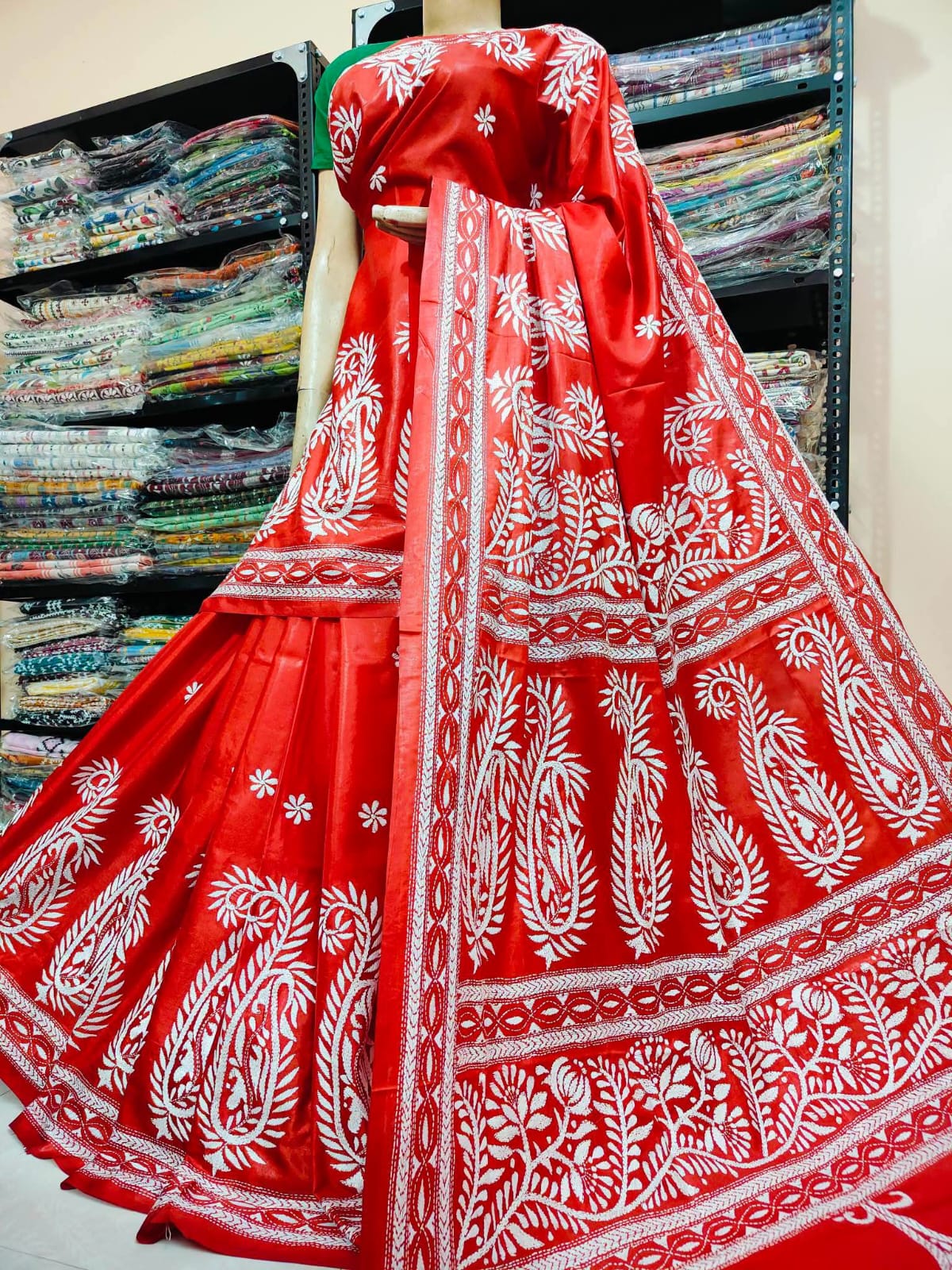 Handmade kantha on blended silk
