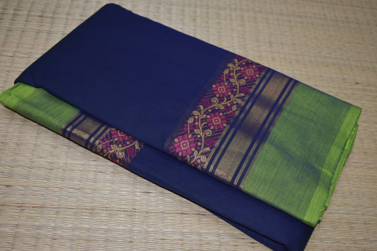 Chettinadu Cotton Saree in Navy