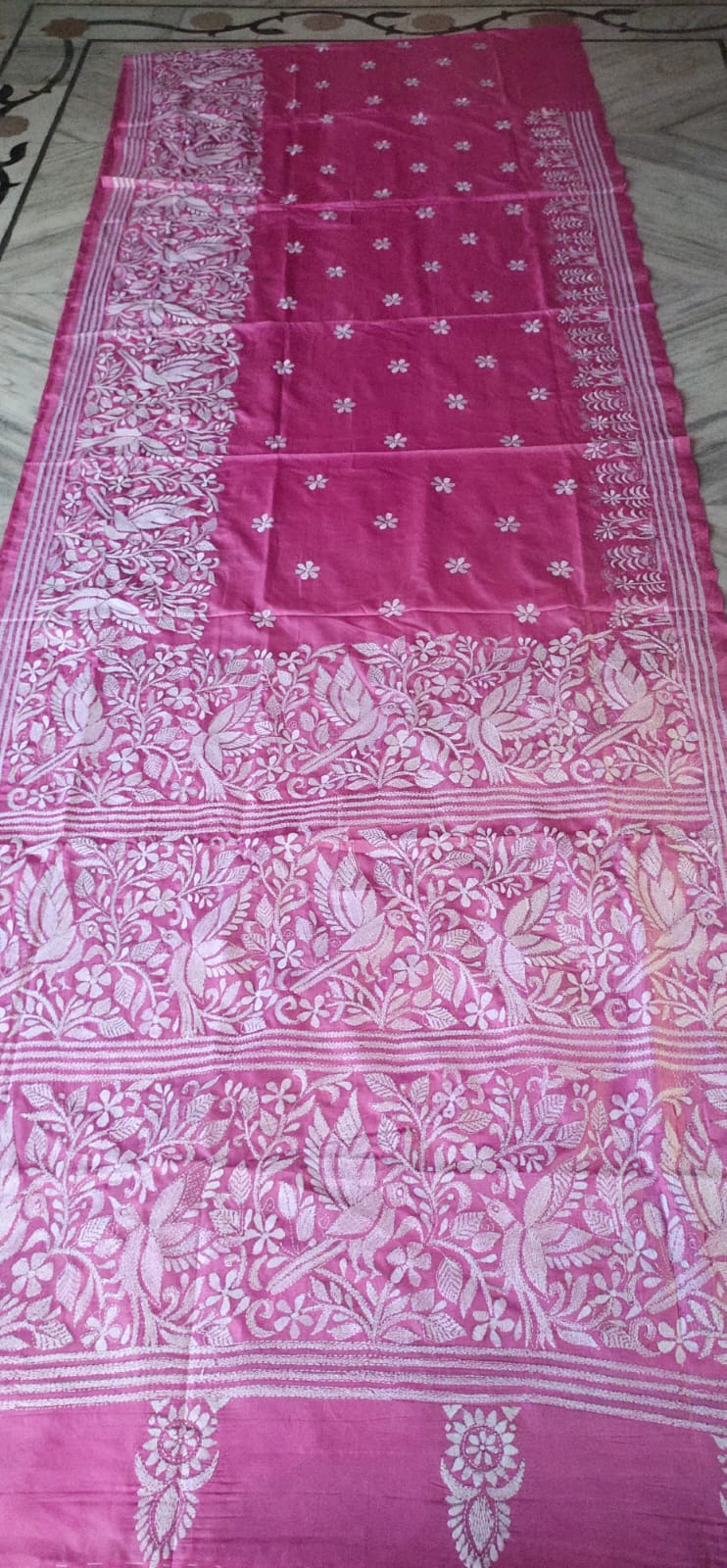 Handmade kantha on blended silk