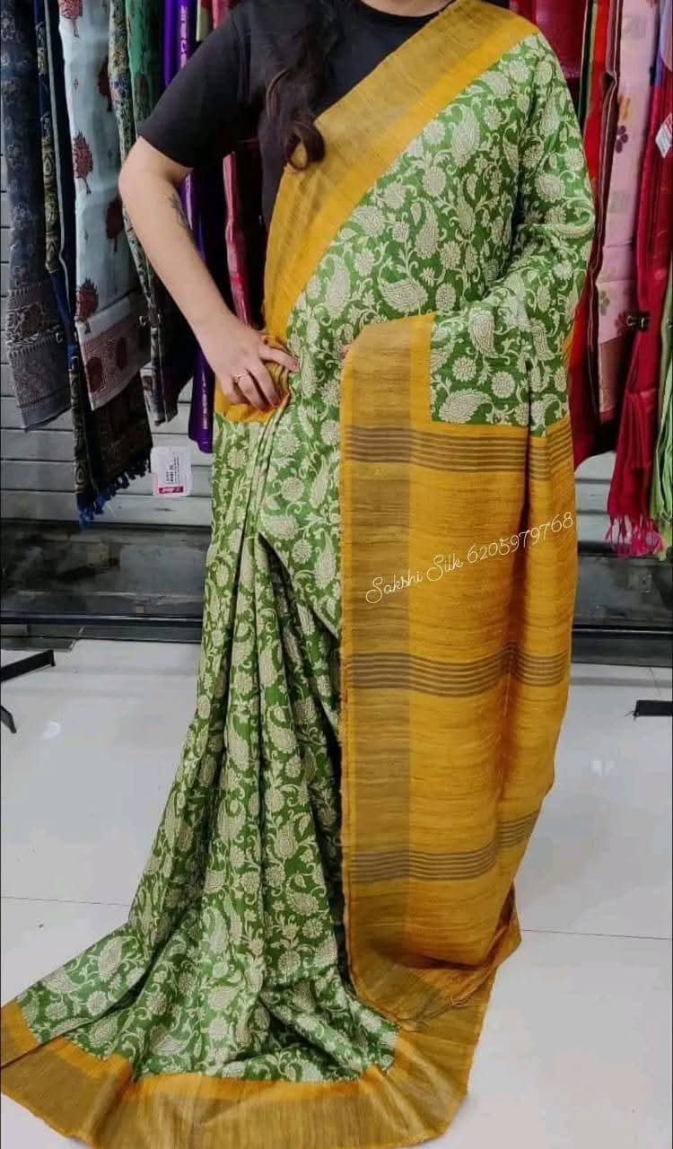 Tuvrika | Tussar Ghicha Screen Print Saree