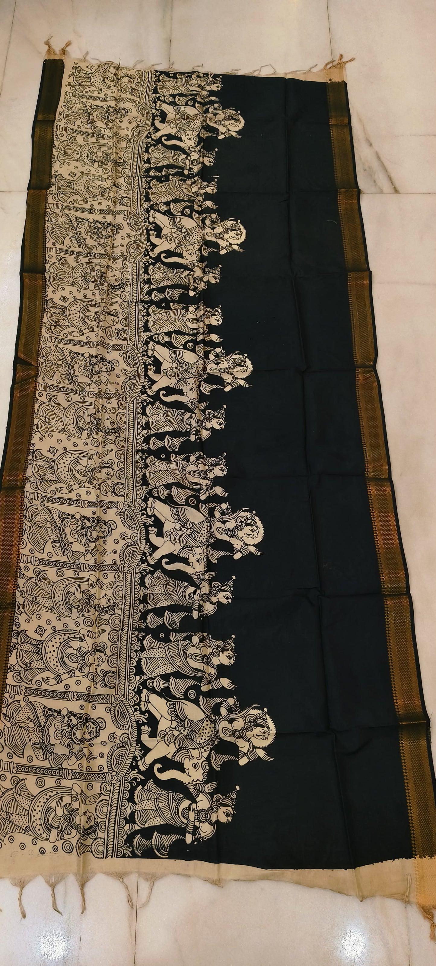 Kunda | Kalamkari dupatta on mangalagiri silk