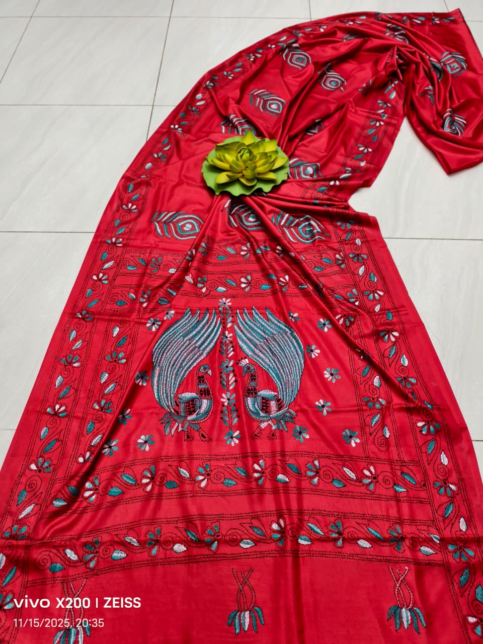 Kalyanibai | Blended silk saree with Kantha Embroidery