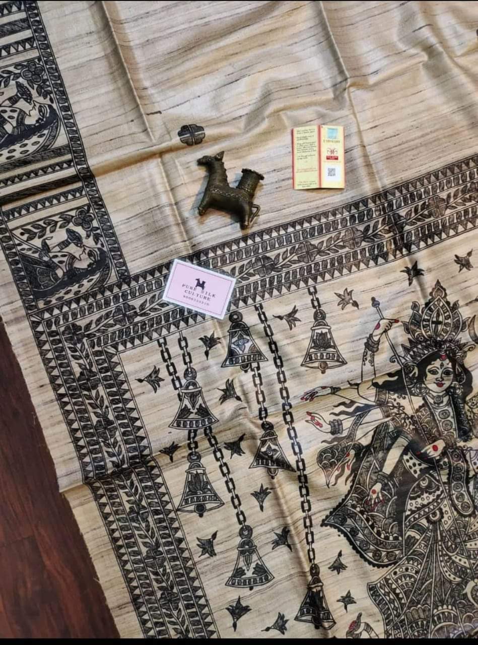 Madhurirani | Tussar Saree with madhubani work