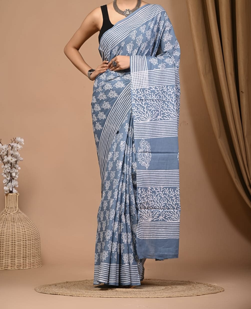 Mihvanii | Mul Cotton Blockprint Saree