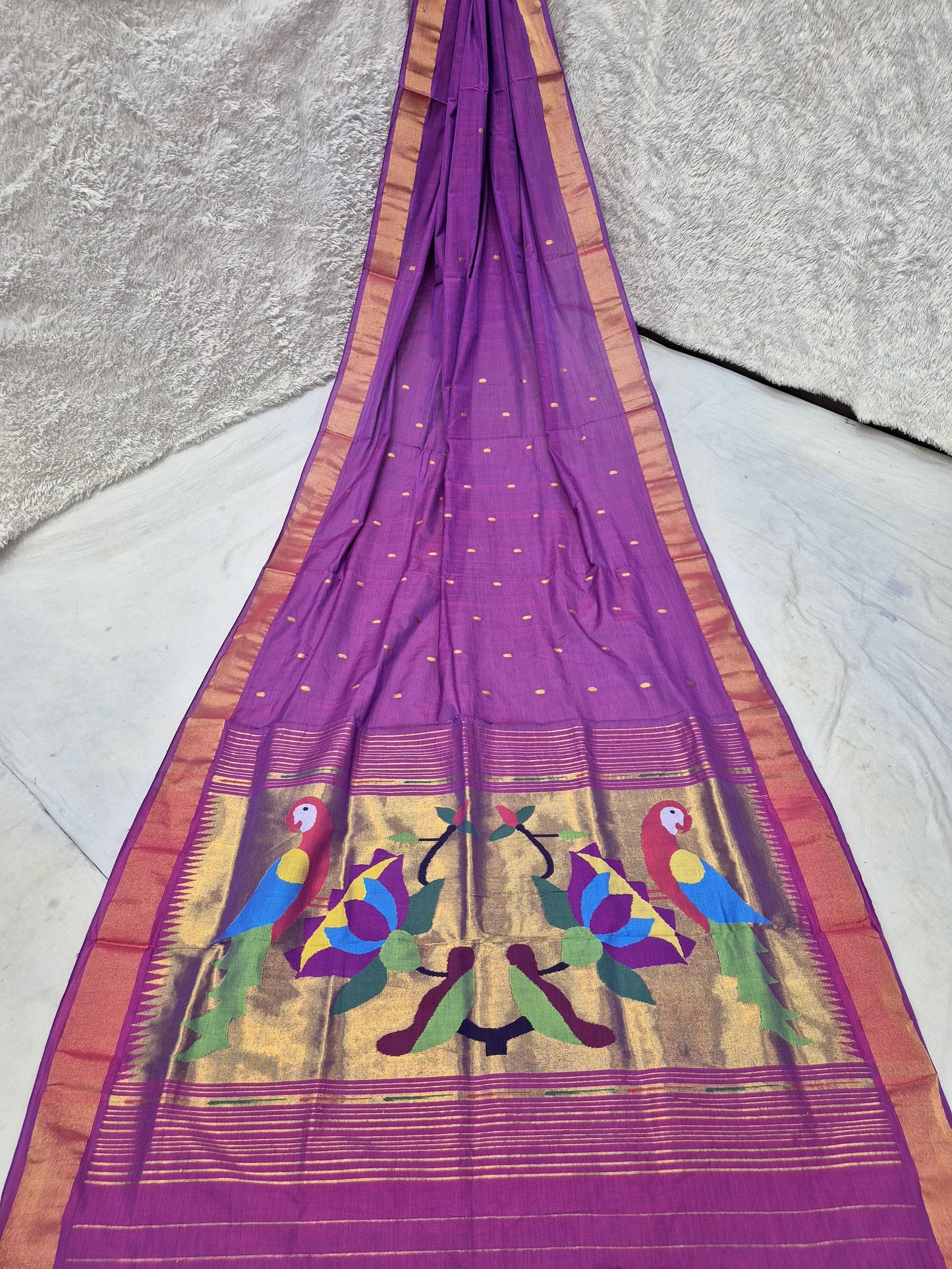 *Yeola cotton paithani*
Pure cotton
Handloom saree
Patta border
Running blouse
Shoulder butta