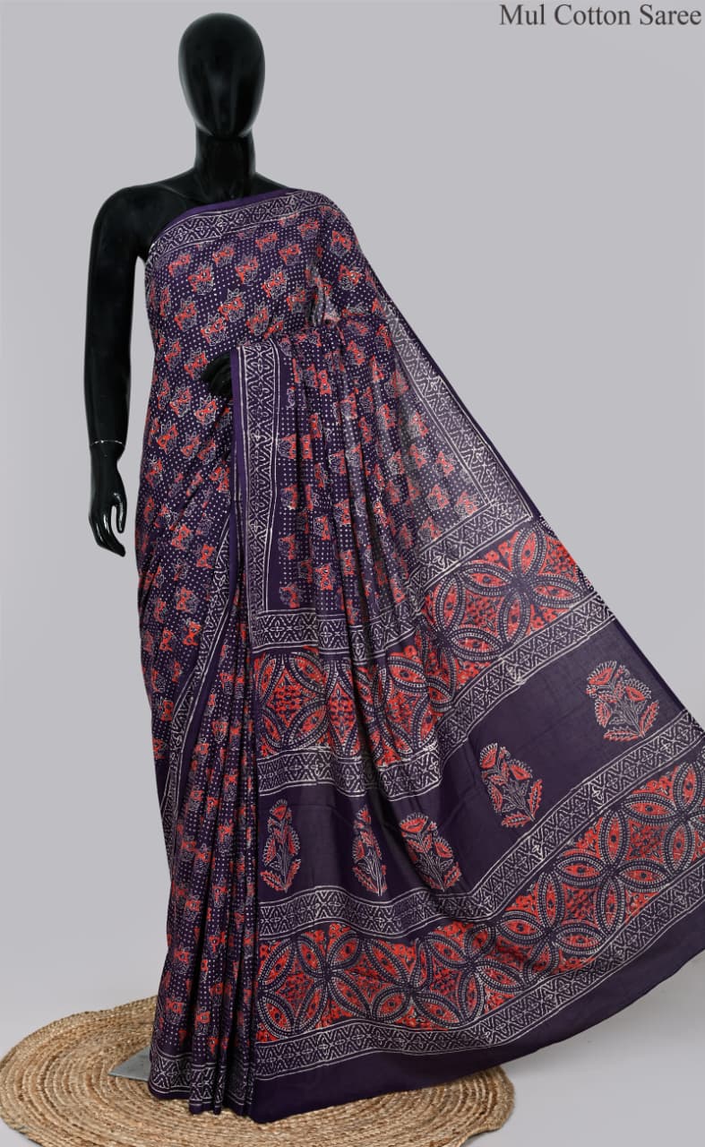 premium Traditional Mulmul CottonBeautiful Pure Soft Mulmul Cotton Sarees available*
Size: 6.30 mtr with blouse