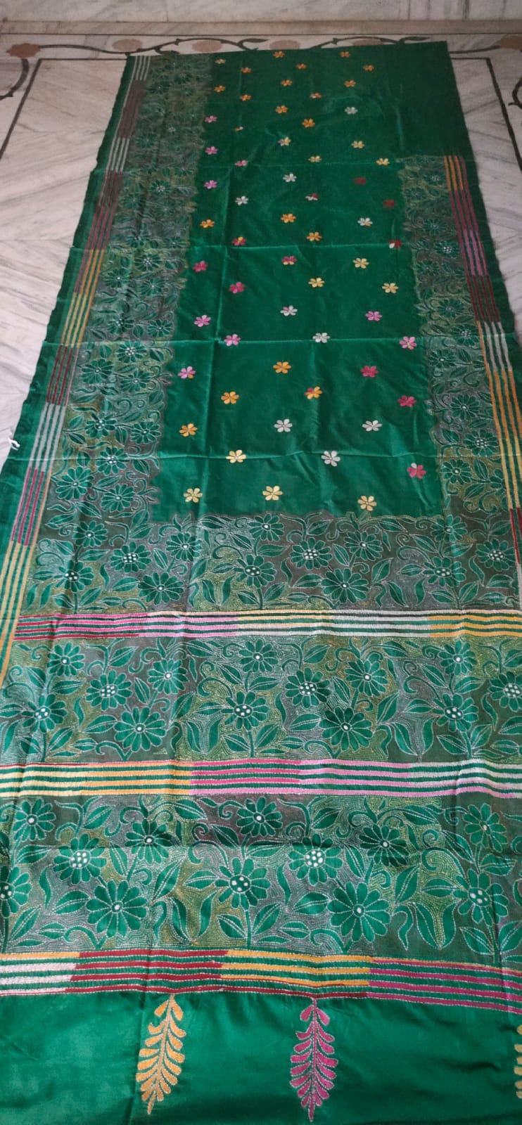 Handmade kantha on blended silk