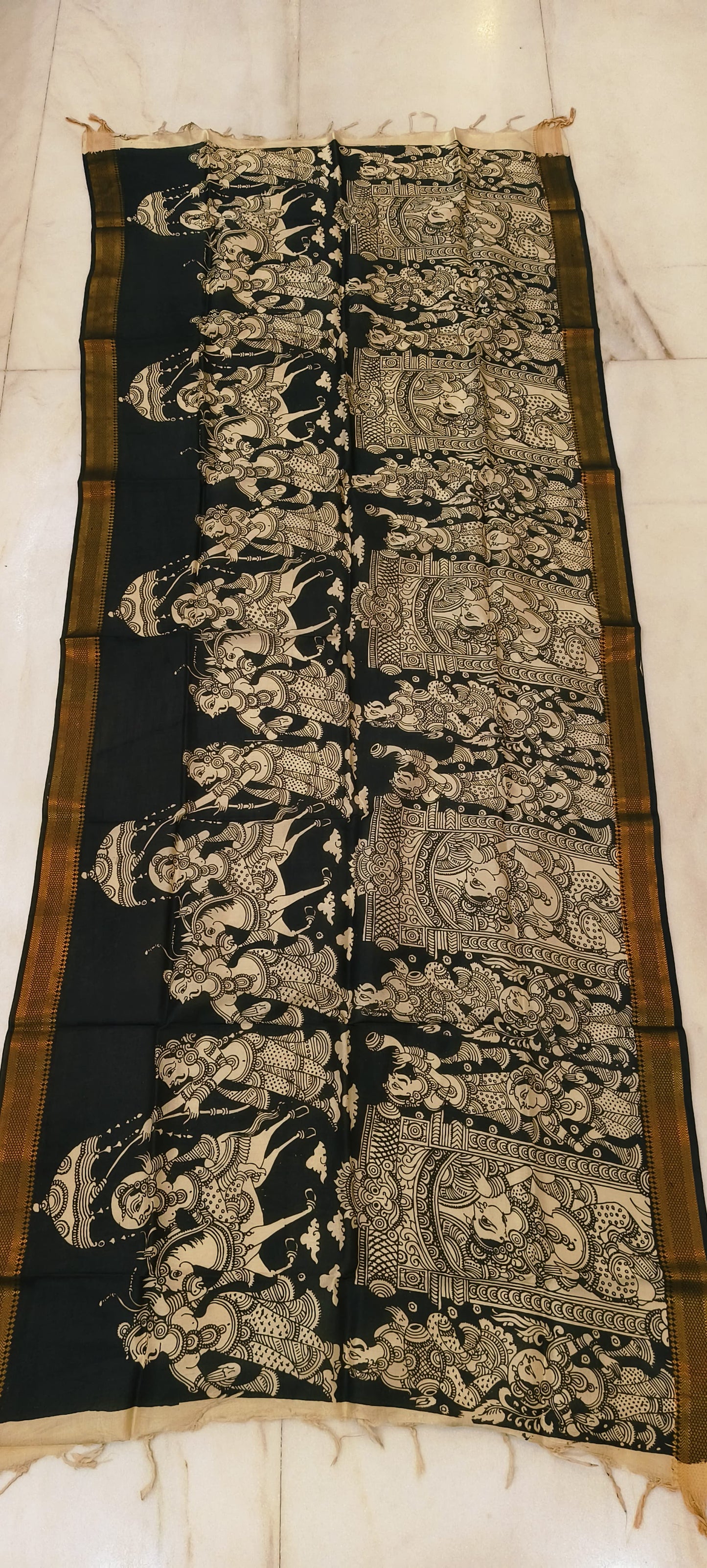 Kaloni | Kalamkari dupatta on mangalagiri silk