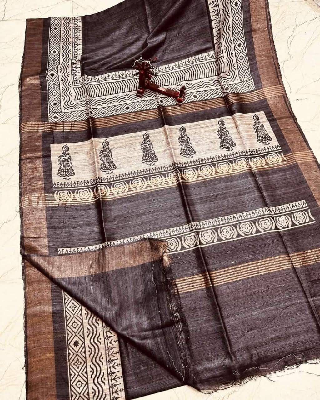 Tumyara | Tussar Ghicha Screen Print Saree