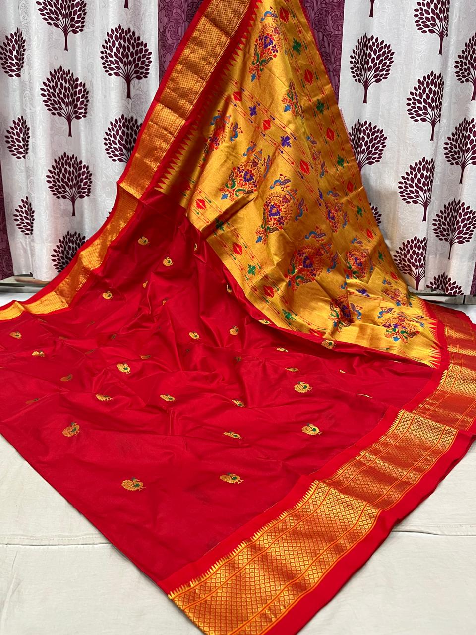 Bhasati | Powerloom Kadiyal Paithani Silk Saree
