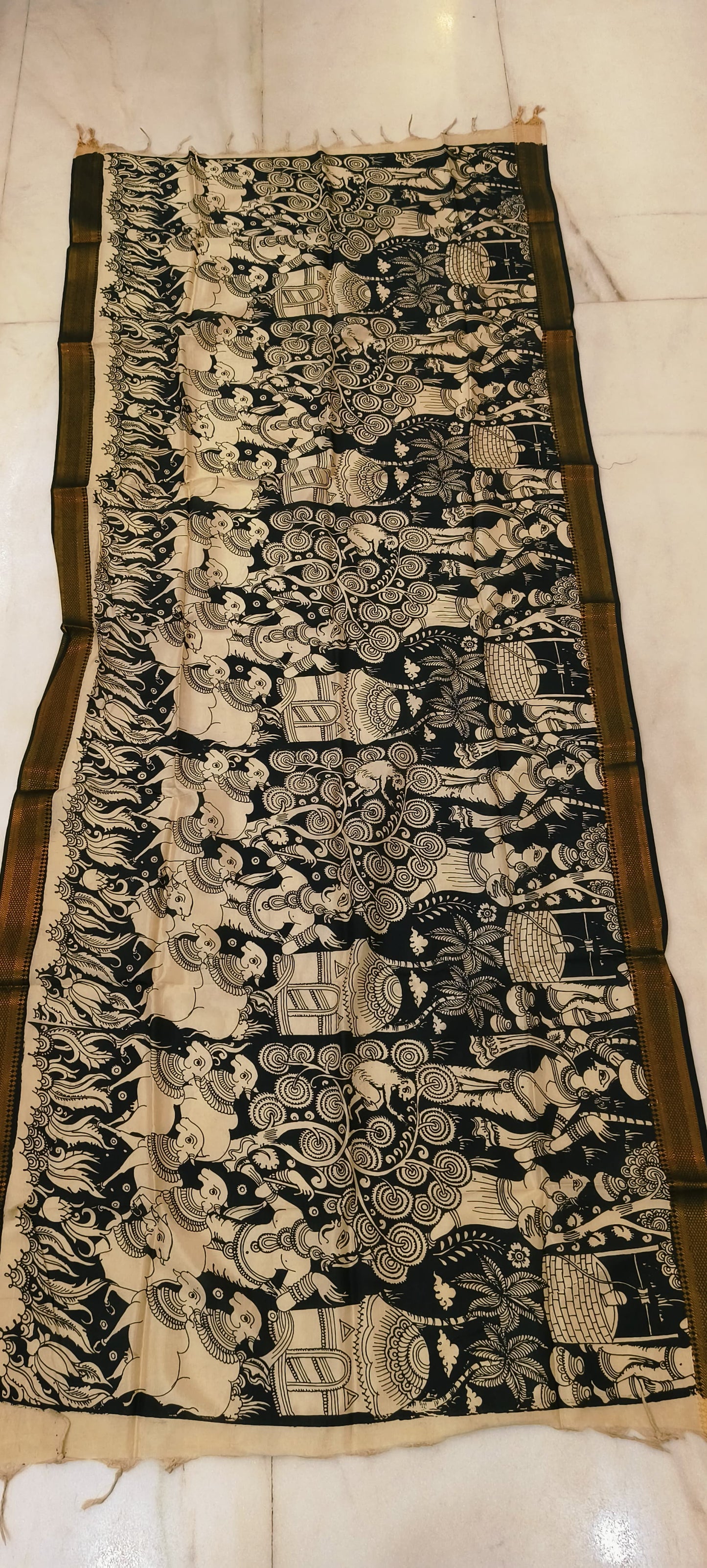 Ksharika | Kalamkari dupatta on mangalagiri silk
