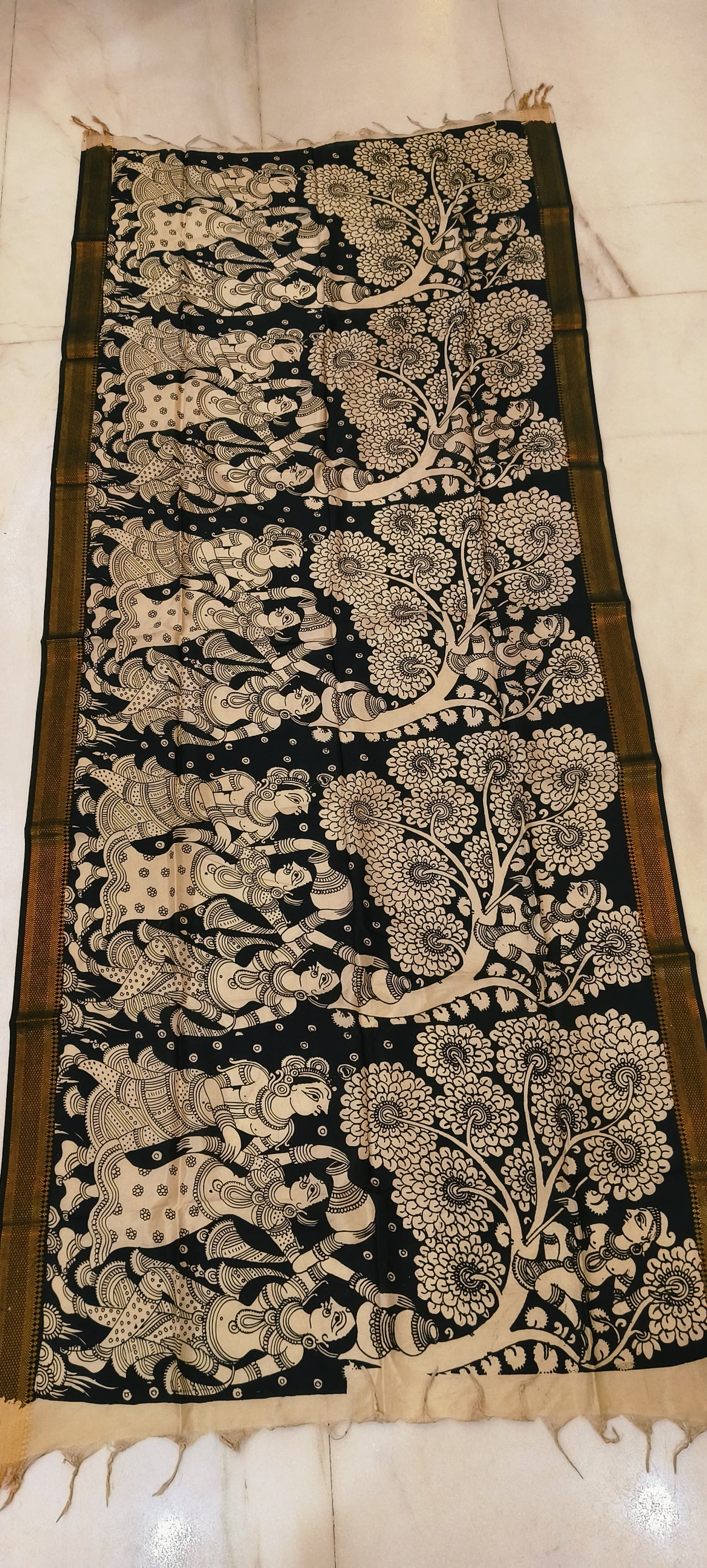 Kavini | Kalamkari dupatta on mangalagiri silk