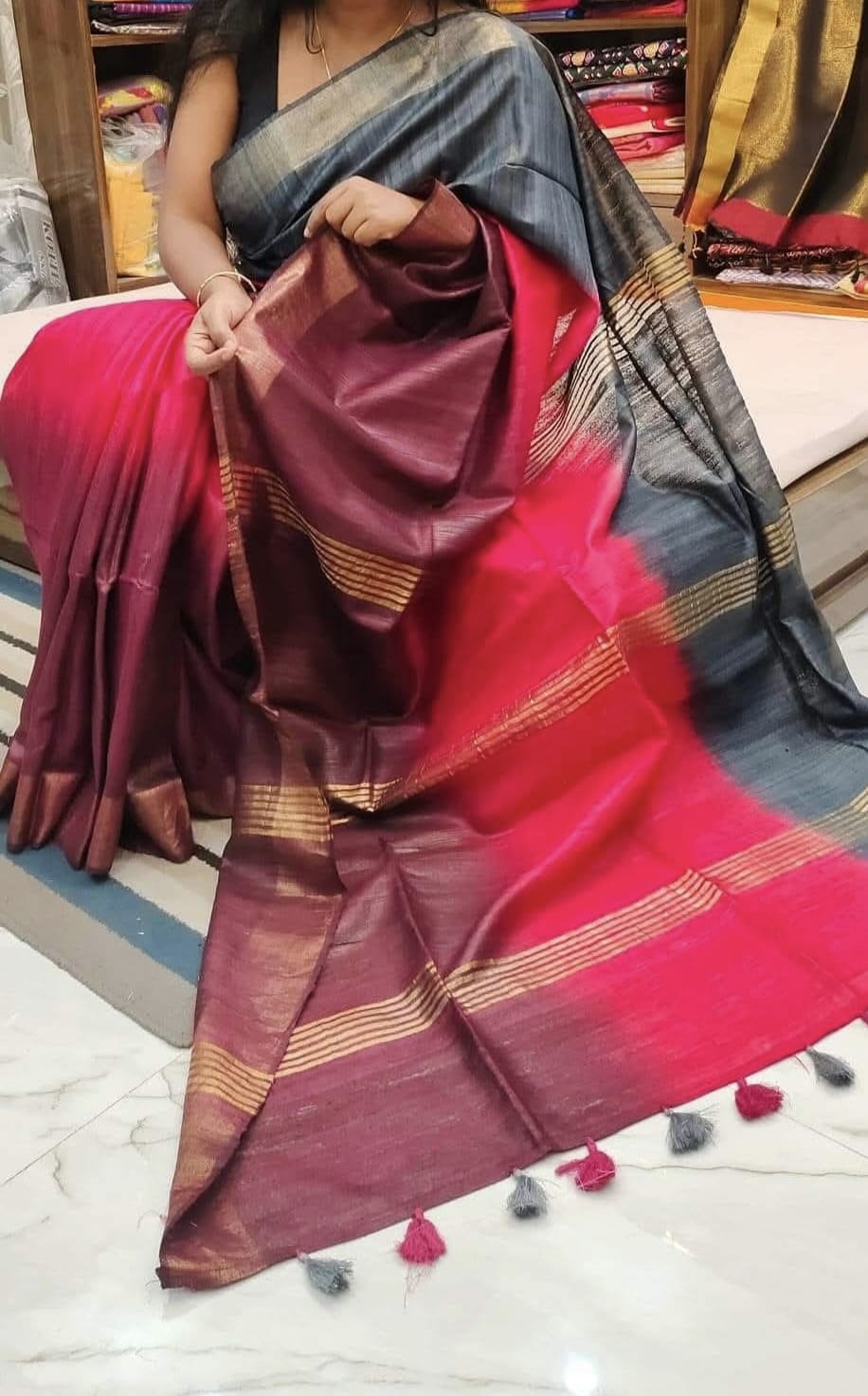 Cenali | Tussar Ghicha Dyed Saree