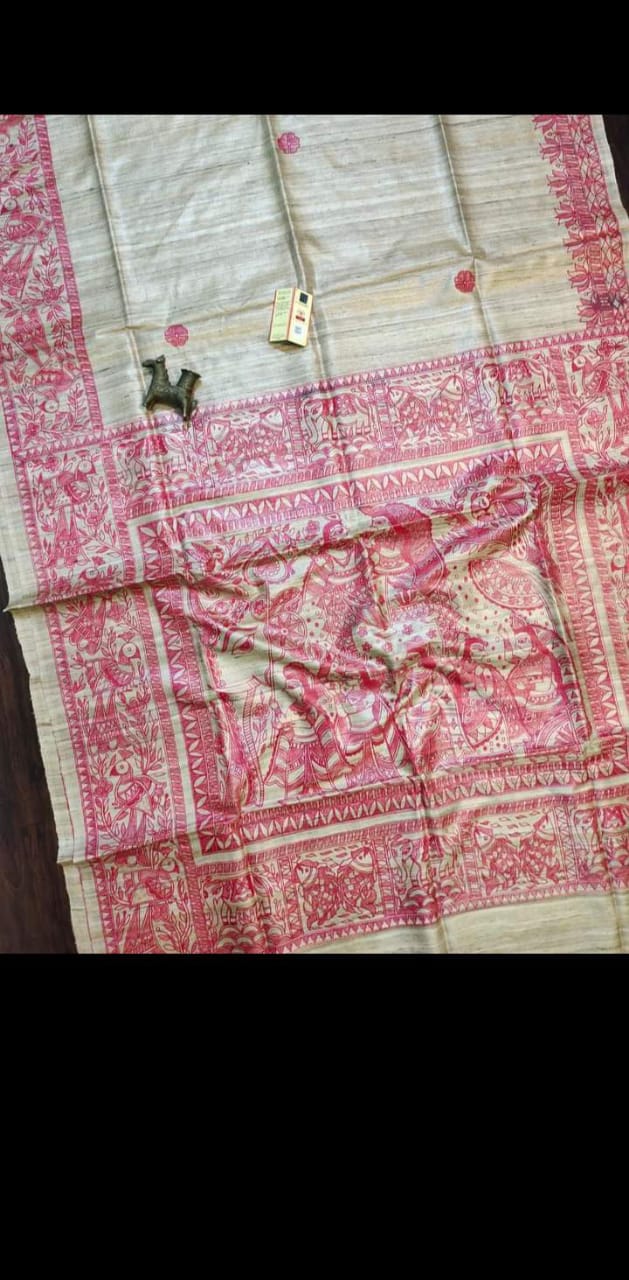 Maitreyiisha | Tussar Saree with madhubani work