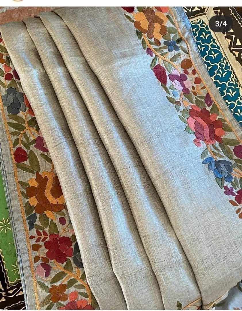 Ashtika | Parsi Embroidery work on Tussar Silk