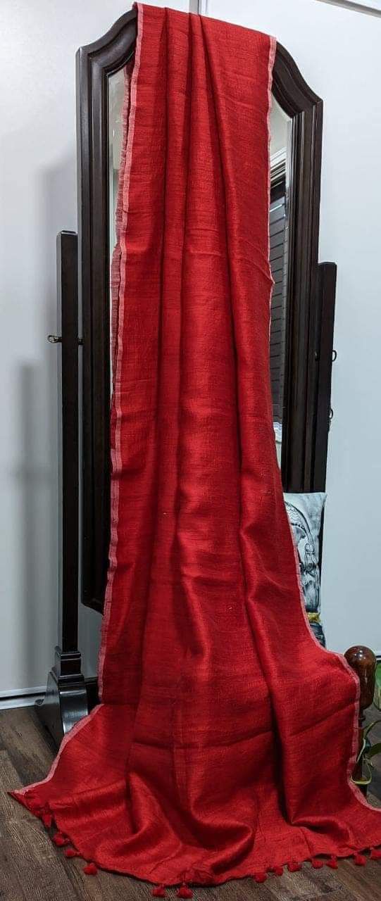Plain matka silk saree