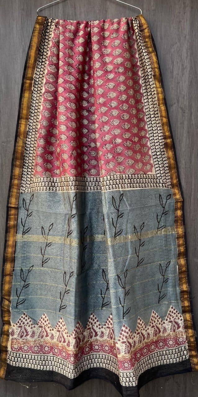 Binata | Block printed with Maheshwari border