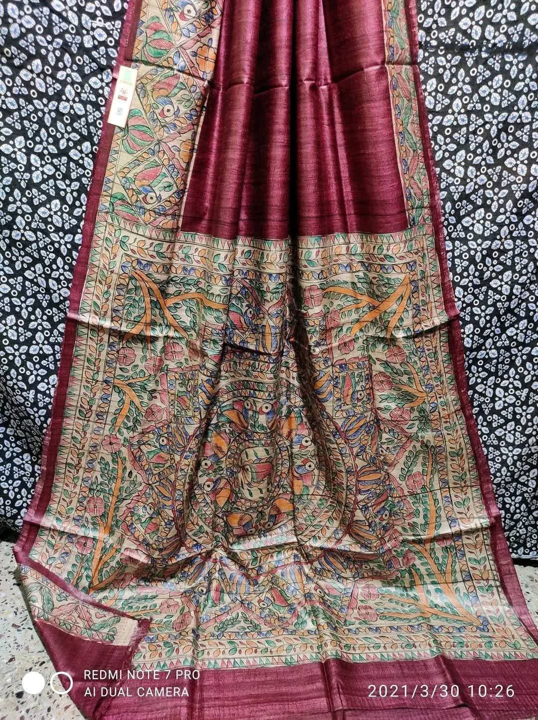 Gulab | Madubani on Gheecha Tussar Silk