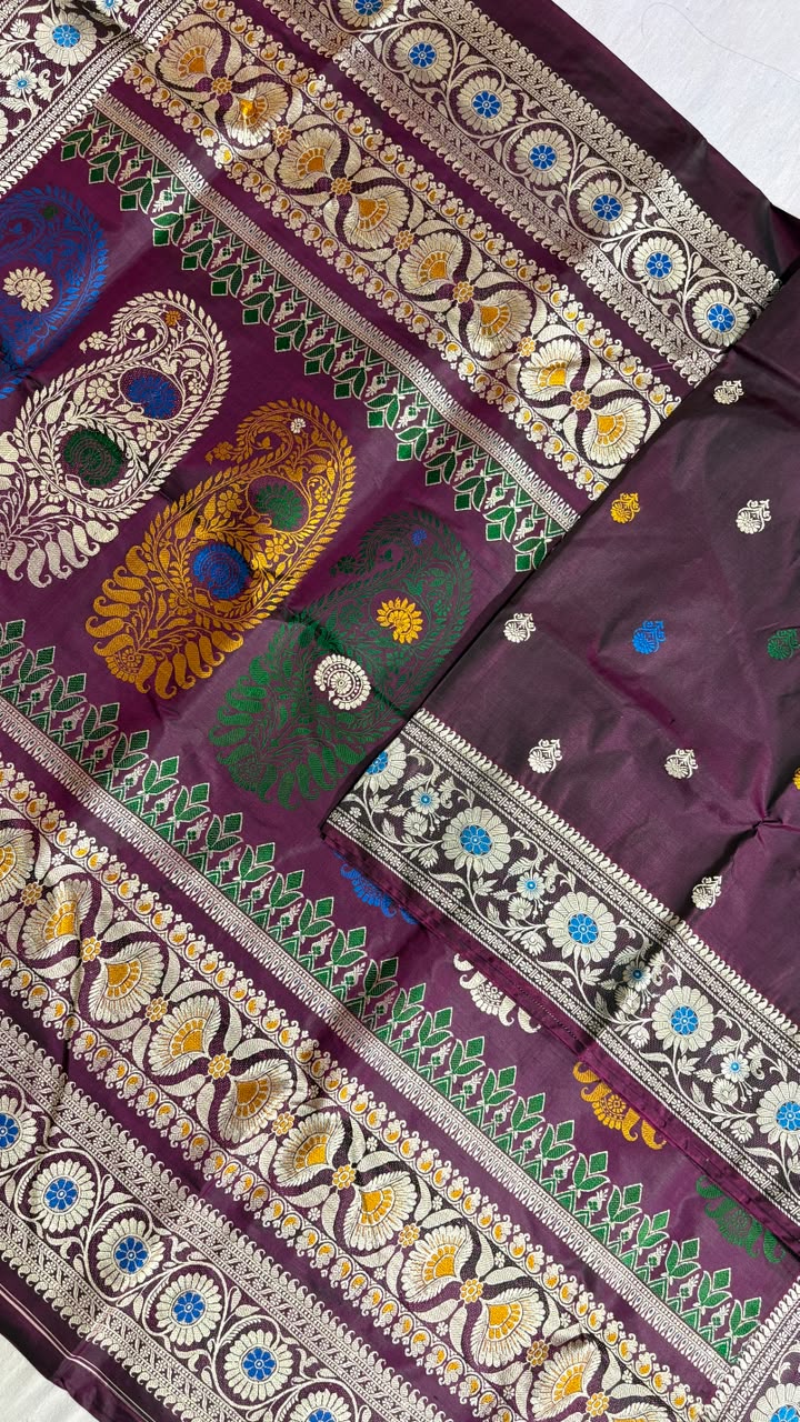 Baluchari sarees.
Material silk with bp.
With silkmark.