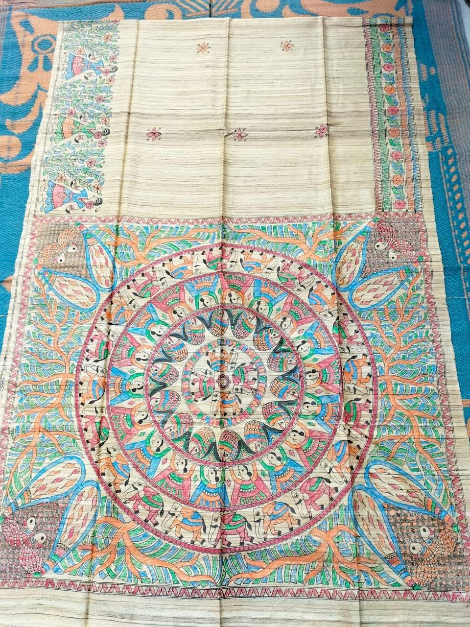 Madhuini | Tussar Saree with madhubani work