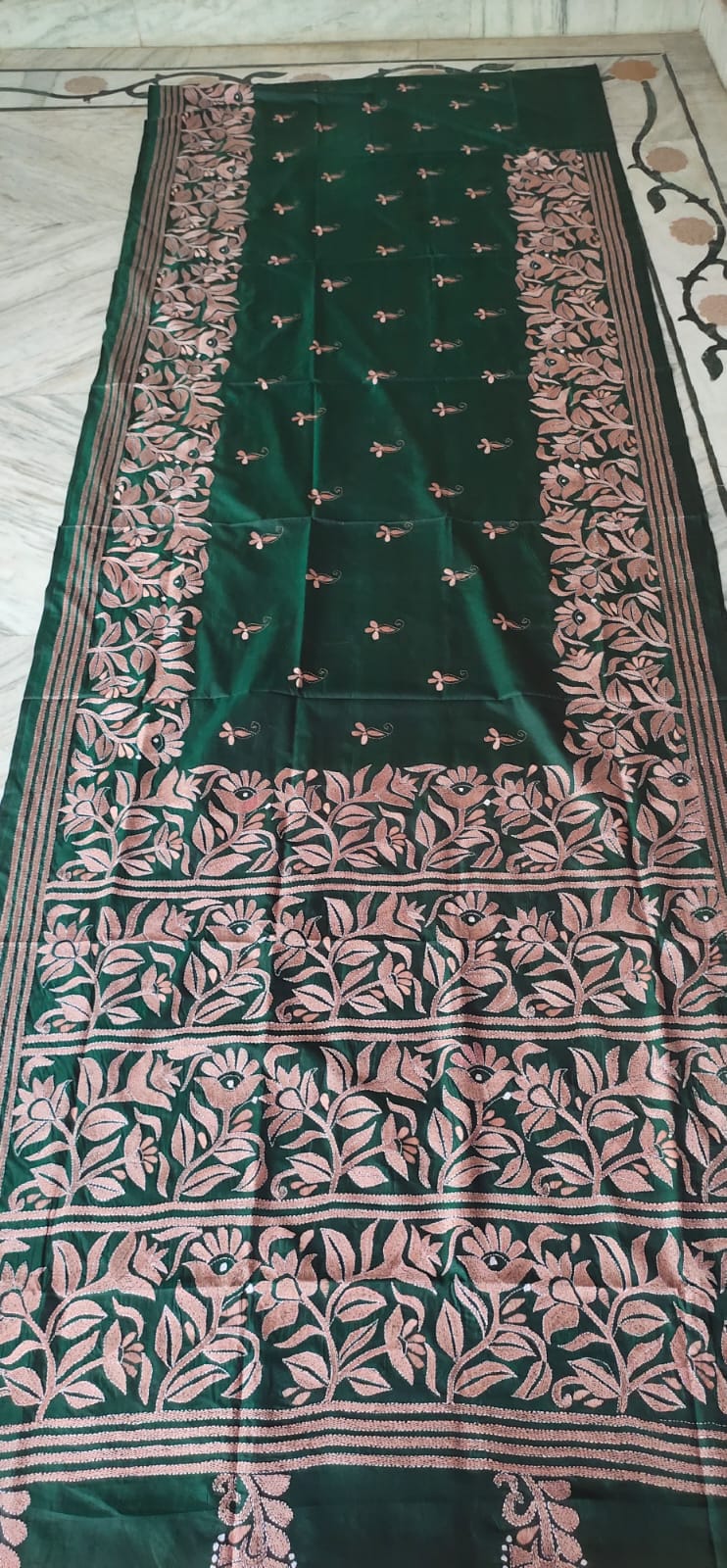 Handmade kantha on blended silk