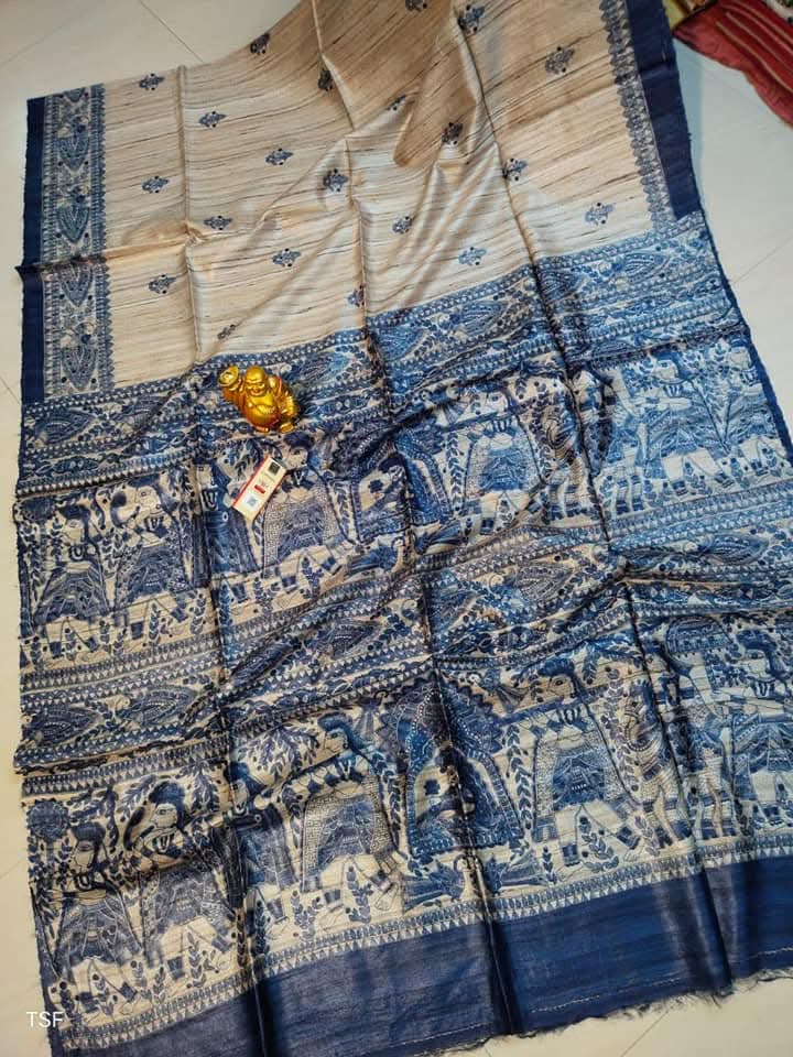 Akshara | Screen prints on tussar silk