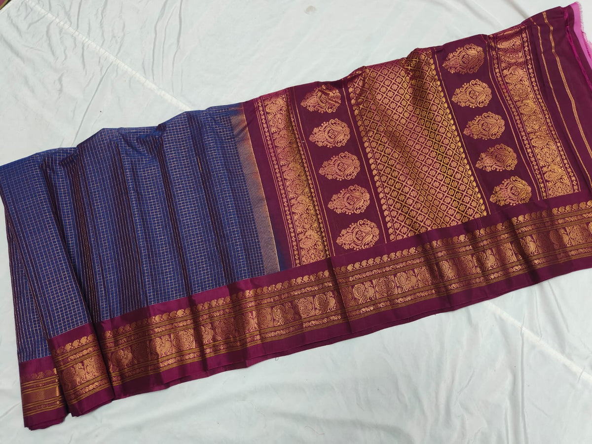 GADWAL HANDLOOM SICO CHECK SAREE