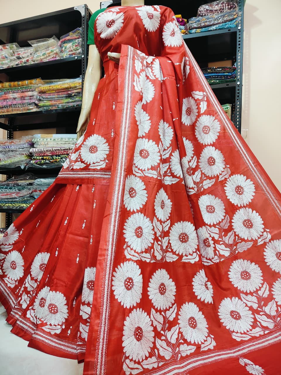 Handmade kantha on blended silk