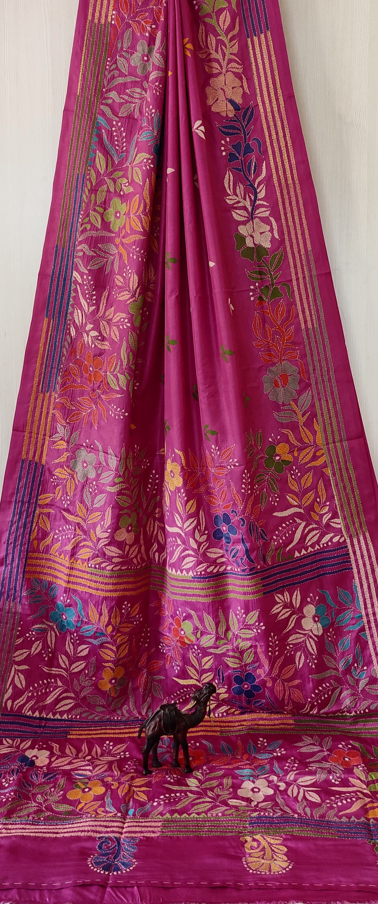 Kamalani | Blended silk saree with Kantha Embroidery