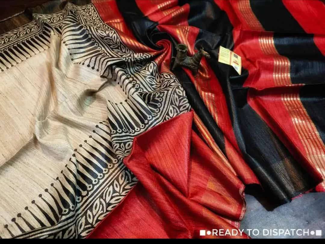 Tushali | Tussar Ghicha Screen Print Saree