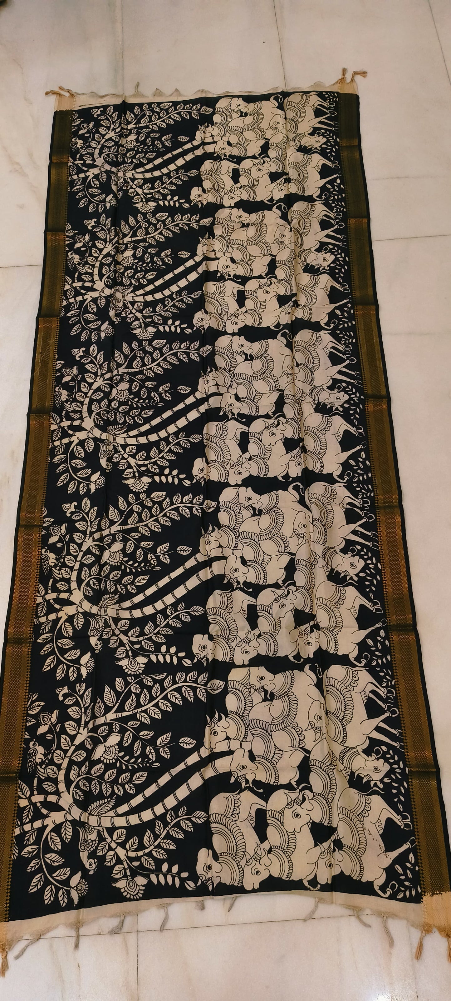 Khemya | Kalamkari dupatta on mangalagiri silk