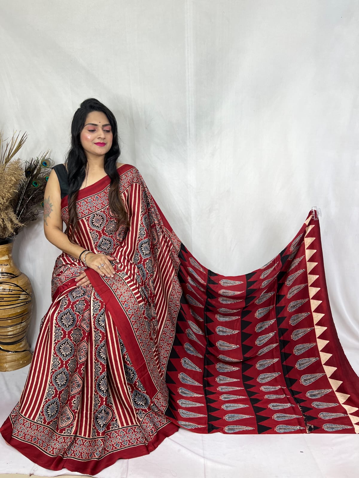 Aaradhya | Ajrakh Saree on Modal Silk