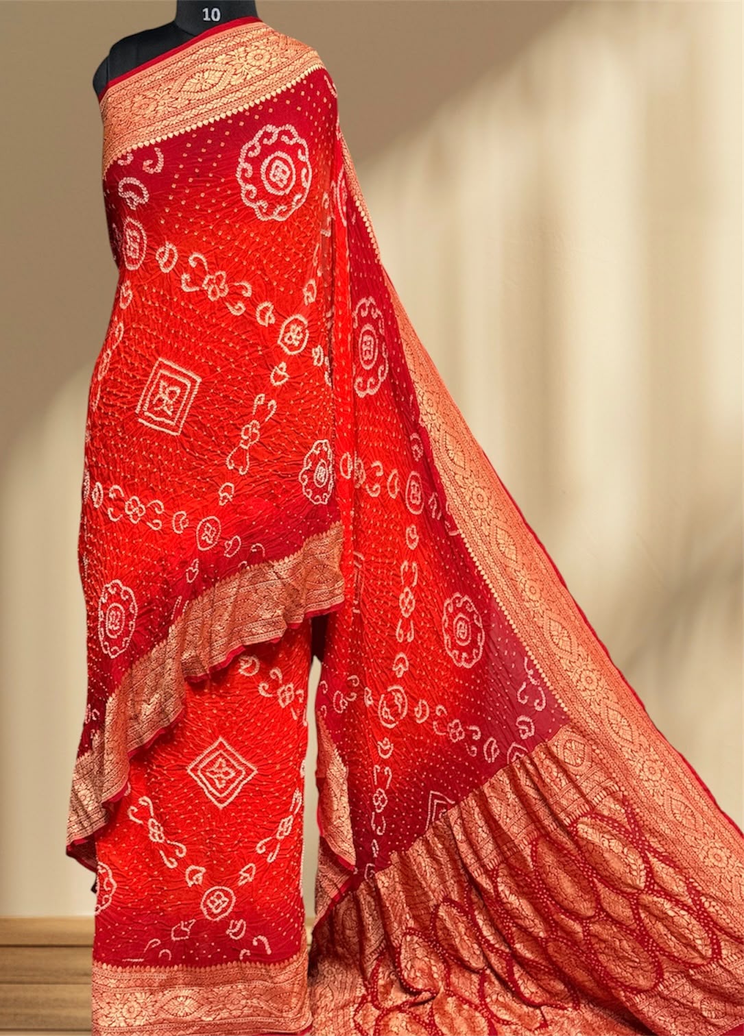 ** Banarasi Rai Bandhej Saree **
**Product Details:**
- **Fabric:** Khadi Georgette
- **Design:** Mix Pattern & Color, Real Nimzari, Beautiful Bandhej
- **Length:** 6.50 meters
- **Width:** 44-46 inches
- **Care:** Dry Clean Only