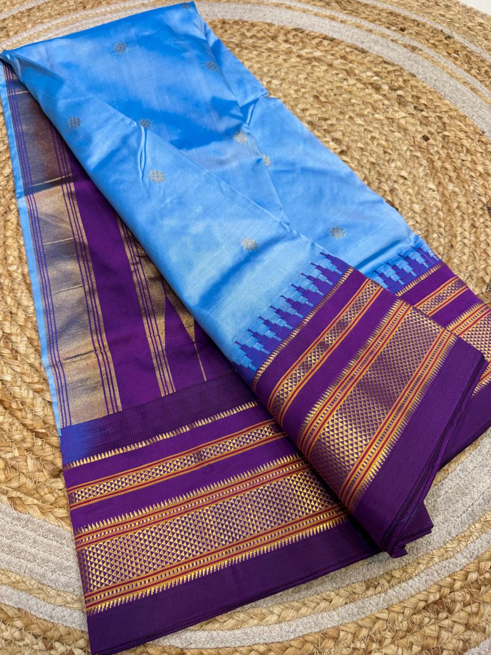 *All New Colours*
*Exclusive silk ilkal saree*
*Pure silk korvai temple border* with *body butta* design superior quality ilkal saree & contrast blouse
6.10mtrs length
Full body pure silk
Border, pallu & blouse semi silk