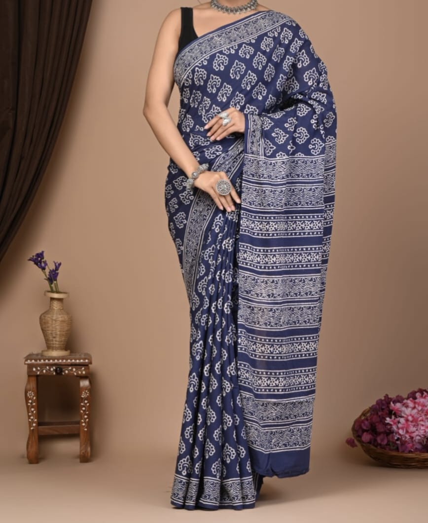 Miorikaa | Mul Cotton Blockprint Saree